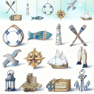 24 Stück Maritime Deko,Maritime Deko-Set,Schifffahrt Deko zum Aufhängen,Dekorativen Anker,Robust und Langlebig,Gut Verarbeitet,für Im Strand Küstenmotiv Abschiedsgeschenk, Wanddekorationen