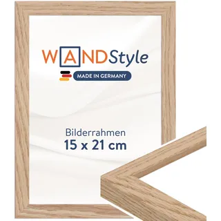 WANDStyle Bilderrahmen 15x21 Eiche, moderner Bilderrahmen Holz 15x21 cm | Hochwertiger Holzbilderrahmen, Posterrahmen aufstellbar, Rahmen 21x15 cm, Fotorahmen H950 - Made in Germany
