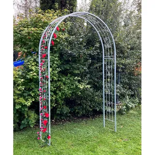 DanDiBo Dandibo Rosenbogen Verzinkt Massiv 150 cm Torbogen 96520 Wetterfest Rundbogen Volleisen Rankhilfe Gartenbogen Feuerverzinkt , Grau , Metall , 150x222x34 cm , Dekoration, Gartendeko