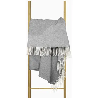 Nostra Andora Merino-Woll- und Kaschmirdecke – Weiche, atmungsaktive und leichte Elegante Überwurfdecke für Sofa und Außenbereich, temperaturregulierendes Design mit Fransen (Grau)