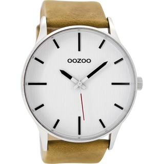 Oozoo Herrenuhr mit Lederband 48 MM Weiß/Braun C9050