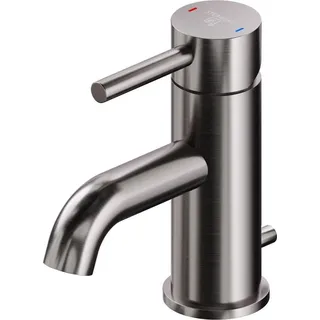 Steinberg Serie 100 Waschtischarmatur, mit Ablaufgarnitur, Ausladung: 100mm, 1001000BGM, Farbe: Brushed Gun Metal