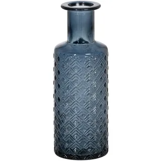 BigBuy Home We Care Vase aus recyceltem Glas, Blau, 9 x 9 x 28 cm