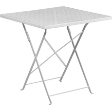 Flash Furniture Klapptisch für den Innen- und Außenbereich, Stahl, quadratisch, 71,1 cm, Weiß