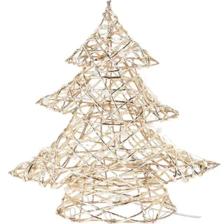 Weihnachtsbaum mit 20 LED-Lichtern, golden und mit Perlen verziert - Gold