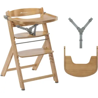 Bebeconfort Timba 2 Mitwachsender Hochstuhl, 6+ Monate, Bis 110 kg, Ergonomischer Baby & Kinderhochstuhl Holz, Fast alle Esstische, Abnehmbares Tablett, Sitz + Fußstütze verstellbar, Natural Wood
