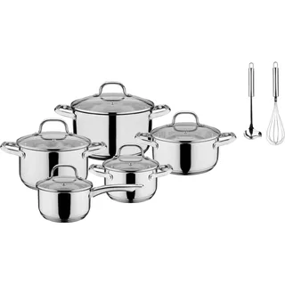 GSW Topf-Set »Trentino« Set, je 1 Fleischtopf 16/20/24 cm, 1x Kasserolle 16 cm, 1x Bratentopf 20 cm, 12 Stk. tlg. Edelstahl, silberfarben