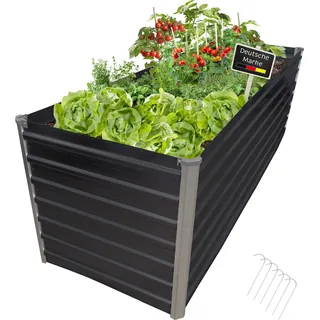 Hochbeet Metall eckig 240x77x77cm, anthrazit, Gartenbeet, Pflanzbeet, Kräuterbeet - Grau