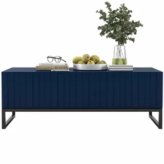 Meble Lindner Couchtisch Elpis Marineblau matt Glamour 110 cm , Blau , Metall , Rechteckig , 110x39x54 cm , Wohnzimmer, Wohnzimmertische, Couchtische