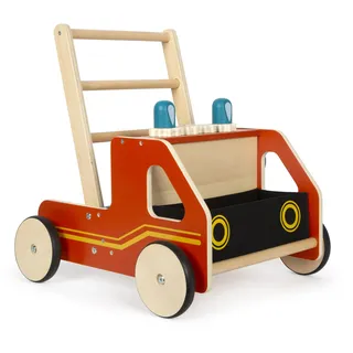 Small Foot Company small Foot Lauflernwagen Feuerwehr aus Holz, Moderne Lauflernhilfe für Feuerwehrfans, für Kinder ab 12 Monaten, 12540