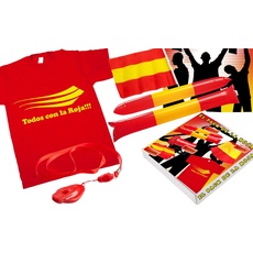 Rotes T-Shirt, Wimpelkette, Klatscher und Pfeife