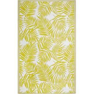 Beliani Outdoor Teppich gelb 120 x 180 cm, Palmenmuster zweiseitig Kurzflor KOTA