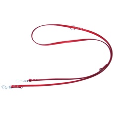 Heim 6401782C Vorführleine aus Leder, mit Bolzenhaken, 3-fach verstellbar, 18 mm breit, 200 cm lang, rot