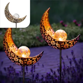 Gadgy Solarlaternen für Außen, 2er Set, Solarbetriebene Gartenleuchten, Dekorative Leuchten für Garten und Terrasse, Wetterfest, Elegantes Design, Energieeffizient
