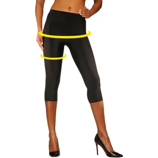 Caprileggings LASCANA, Damen, Gr. 40/42, N-Gr, schwarz, Trikot, Obermaterial: 80% Polyamid, 20% Elasthan, glänzend, Basic, stretch fit 3/4-Länge, Hosen Caprileggings, aus leicht glänzender Qualität, Loungewear, Topseller