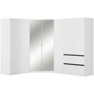 Rauch Möbel Eckkleiderschrank , Weiß , Holzwerkstoff , 8 Fächer , 2 Schublade(n) Schubladen , 208x197x253 cm , Blauer Engel, Goldenes M, BQ - Bündnis für Qualität, Made in Germany , Schrankfront mit Spiegel , Schlafzimmer, Kleiderschränke, Eckschränke