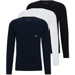 Boss Langarmshirt »longsleeve-Shirt R-Neck Classic COTTON 3pcs/pack«, mit BOSS Logo-Schriftzug BOSS schwarz, weiß XXL (56)