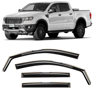 CLIM ART Windabweiser für/kompatible mit Ford Ranger 2011-2022 - Integrierte Regenabweiser - Autofenster Sonnen-&Regenschutz - Windabweiser Autofenster - Einfache Montage - Garantie 4 Set