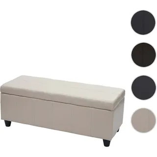 Aufbewahrungs-Truhe Kriens, Sitzbank Bank, Kunstleder, 45x114x45cm ~ creme
