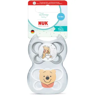 NUK Perfect Match Air Baby Schnuller | 0-6 Monate | Orthodontische Schnuller, die Luftzirkulation fördern & Speichel-Ausschlag verhindern | 95% Baby-Akzeptanz** | Disney Winnie Puuh | 2 Stück