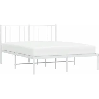 vidaXL Bettgestell mit Kopfteil Metall Weiß 160x200 cm - Weiß