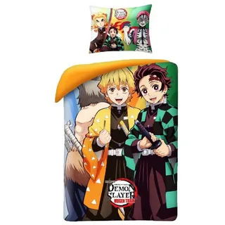 Halantex Demon Slayer Wendbarer Bettbezug 140 x 200 cm + 70 x 90 cm