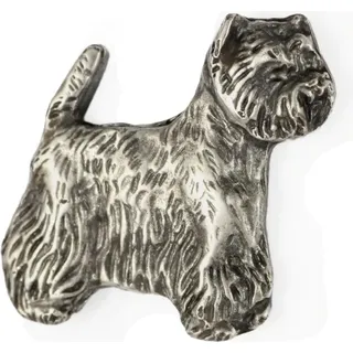 West Highland White Terrier, Weißer Hochlandterrier, Westie - Versilberte Hundebrosche, elegante Anstecknadel, Jackenreversschmuck der Marke Art-Dog