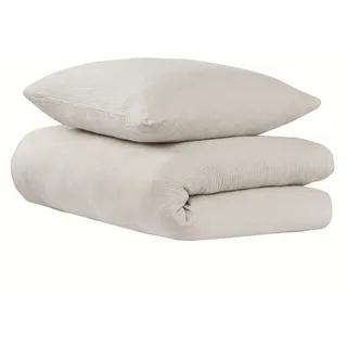 SCHIESSER Uncover by Schiesser Bettwäscheset Lennox - Musselin - 2-teilig - 135x200cm - Helltaupe