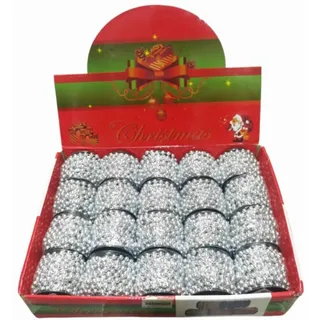 Set 20 Stück Kette Weihnachten Perlen Kunststoff Deko Baum Silber 8mmx4m Bal