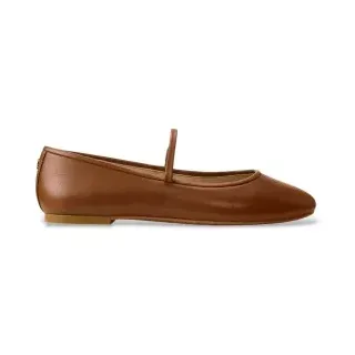 Lauren Ralph Lauren für Damen. 802977874002 Jayna Hausschuhe aus braunem Nappaleder (41), Wohnung, Keine, Schnalle, Lässig, Klassisch