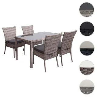 Poly-Rattan Garnitur HWC-G19, Sitzgruppe Balkon-/Lounge-Set, 4xStuhl+Tisch, 120x75cm ~ grau-braun, K