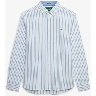 Langarmhemd SUPERDRY "PREPPY OXFORD L/S SHIRT", Herren, Gr. L, N-Gr, classic blau, optic stripe, Web, Obermaterial: 100% Baumwolle, gestreift, regular fit normal, Hemden Langarmhemd, Baumwolle, regular fit
