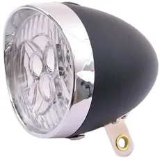 Scheinwerfer schwarz/chrom, 3 LED, mit Batterie, Retro Design, Ein/Aus Schalter