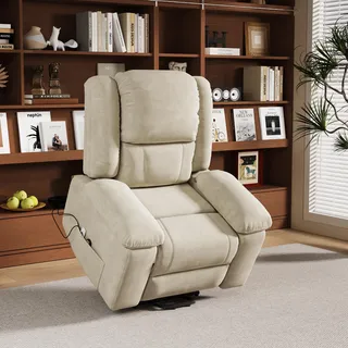 Fortuna Lai Elektrisch Aufstehhilfe Fernsehsessel Massagesessel mit Vibration und Wärme, Seitentaschen, Relaxsessel mit Fernbedienung, hellgrau - Hellgrau