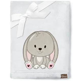 Be Mammy Warme Kuscheldecke Babydecke Blanket Baby Geschenk BE20-168 (Hellgrau - Kaninchen)