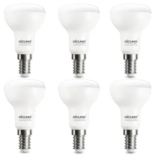 DiCUNO E14 LED Lampe 5W, Tageslichtweiß 5000K, ersetzt 50W Halogenstrahler, 550LM, R50 Reflektorlampe 120° Abstrahlwinkel, CRI 90, 230V, nicht dimmbar, 6er Pack