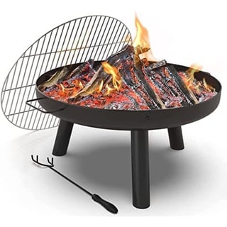 VOUNOT Feuerschale Feuerkorb Feuerstelle für Heizung, Garten, Camping, Terrasse, Ø 60 cm, Schwarz