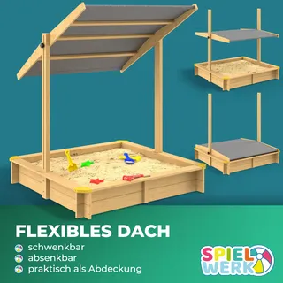 Spielwerk® Sandkasten Fritzi 140x140x120cm inkl Sonnendach