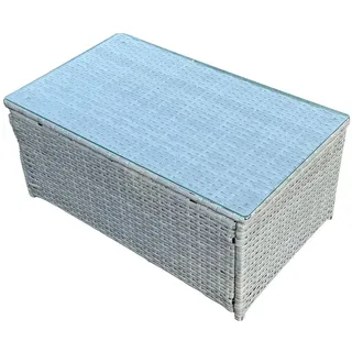 Fimous Rechteckig Couchtisch Polyrattan Helles Grau 1-teilige , Hellgrau , Metall , 50x37x85 cm , Gartenmöbel, Gartentische