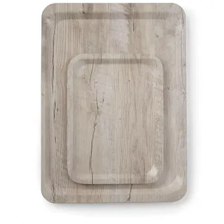 HENDI Serviertablett, AmberBox, Schock- und bruchfest, flachem Rand, Gastro Tablett, Tablett, 240x340mm, Melamin, Holz hell