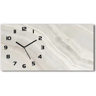 Wanduhr aus Glas – 60x30 cm - Glasbild - Glasuhr - Gehärtetes Glas - schwarze-zeiger - Marmor Textur