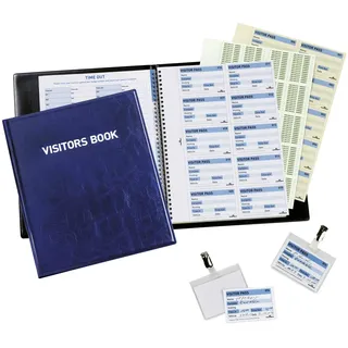 Durable Visitors Book 100 Besucherbuch, für 100 Schilder, 146365 | Formularbuch für Besucherausweise 90 x 60 mm, inklusive Durchschlag, vertrauliche Datenerfassung