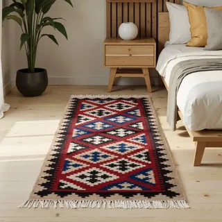 HANSE Home Teppich »Kelim Rami« rechteckig 3 mm Höhe Wolle, Baumwolle, Natur, Handgewebt, orientalisch, Boho, traditionell, bunt