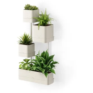 Umbra Cubiko Wandpflanzgefäß – dekoratives Wandregal mit 4 Pflanztöpfen, vertikaler Pflanzenhalter für Indoor & Outdoor, recycelter Kunststoff, Sand