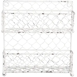 DII Farmhouse Vintage Dekoratives Gewürzregal aus Metall, 9,45 x 2,3 x 10 cm, 2 Etagen, Weiß, 12 Stück