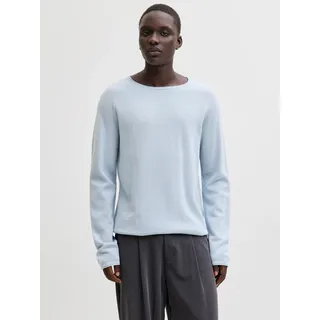 JACK & JONES Rundhalspullover JACK & JONES "JJEHILL KNIT CREW NECK NOOS", Herren, Gr. XXL, celestial blau, Strick, Obermaterial: 100% Baumwolle, unifarben, regular fit normal, Rundhals, gerader Abschluss, Pullover Rundhalspullover, Baumwolle, regular fit