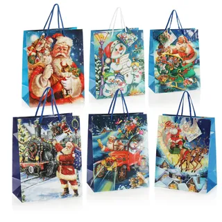 com-four® 6x Geschenktüte für Weihnachten, Nikolaus und Advent - Geschenkverpackung 23cm / M - Geschenktasche mit Weihnachtsmotiven - Geschenkbeutel aus Papier (06 Stück - M)