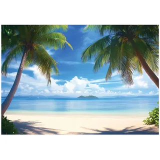 WallArena Fototapete 3D Effekt Strand Meer Palmen Hawaii 350x250