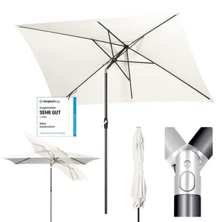 Sekey 200 × 300 cm Aluminum Sonnenschirm Marktschirm Gartenschirm Terrassenschirm Sonnenschutz Creme UV 50+ Rechteckig
