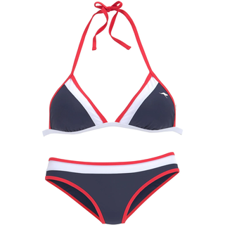 Triangel-Bikini KANGAROOS "Energy", Damen, Gr. 34, Cup A/B, blau (marine), Xtra Life LYCRA, Colorblocking, Farbeinsätze, Bikini-Sets Triangel-Bikini, im Colourblocking-Style, Topseller